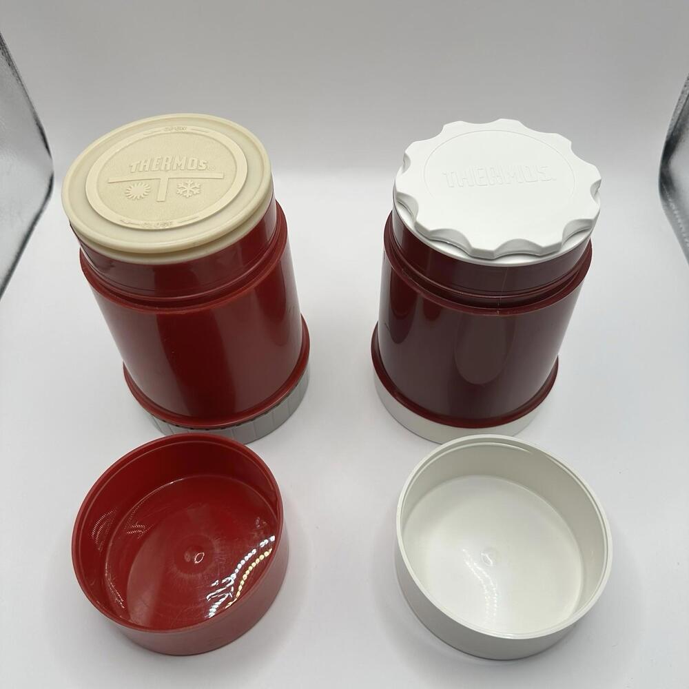 2 VTG Thermos 10 OZ Food Jar Insulated Vacuum Food Jars Red Made in Canada